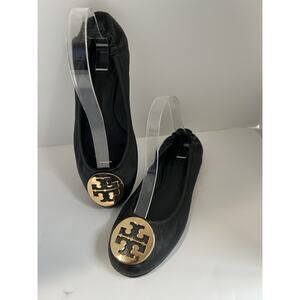 tory burch shoes 7.5 Black With Golden Logo